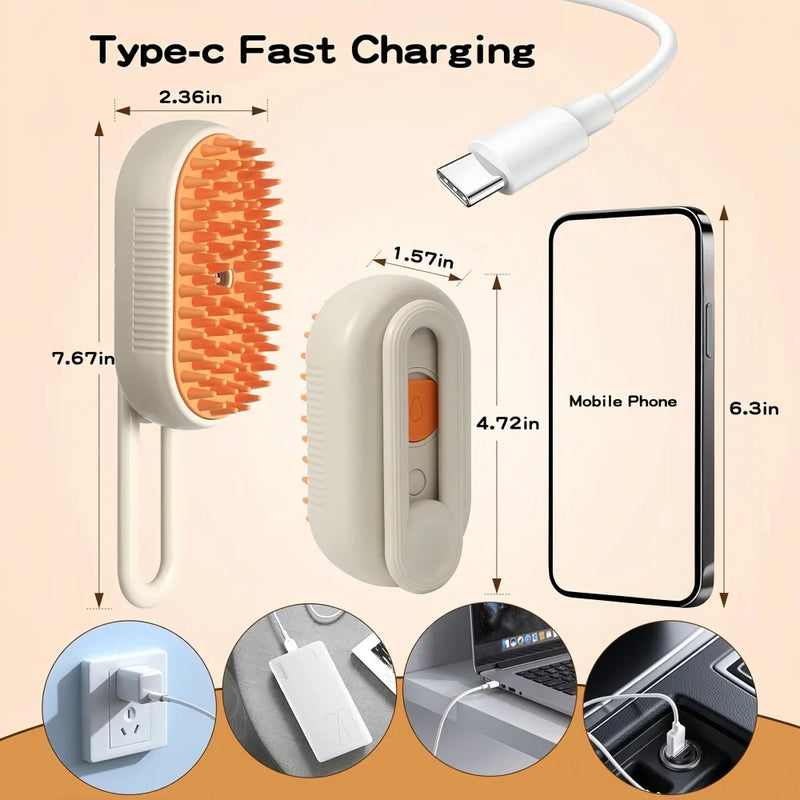 Steam Brush Cat Brush Cats Vaporizer Pet Hair Brush Remover Pets Cleaning Steamy Spray Massage Comb 3in1 Grooming Supplies