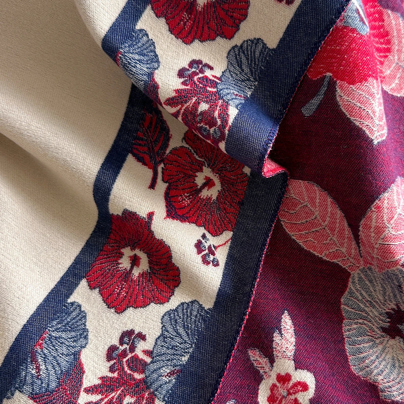 Women's Imitation Cashmere Warm Shawl Ethnic Style Cloak Fashionable Scarves Floral Print Coldproof and Windproof Scraf