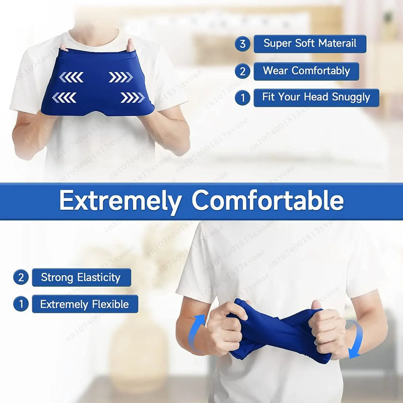 Headache Migraine Relief Hat Gel Ice Cold Compress Therapy Cap Ice Head Wrap Pack Eye Mask For Pressure Relieve Pain Ice Hat