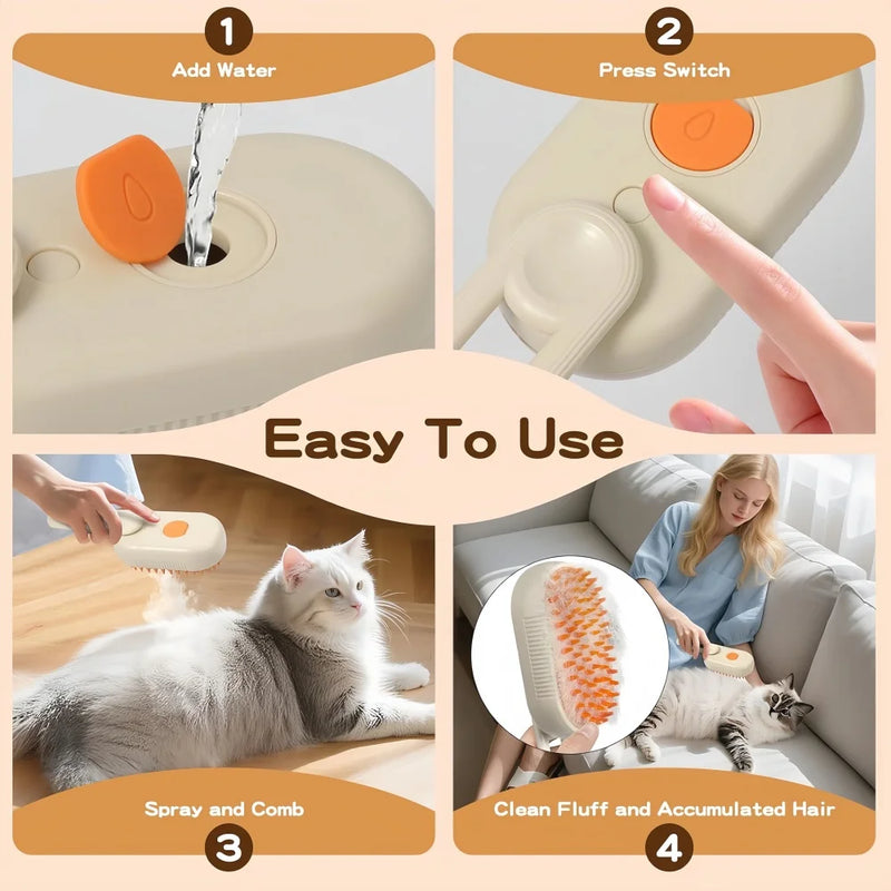 Steam Brush Cat Brush Cats Vaporizer Pet Hair Brush Remover Pets Cleaning Steamy Spray Massage Comb 3in1 Grooming Supplies