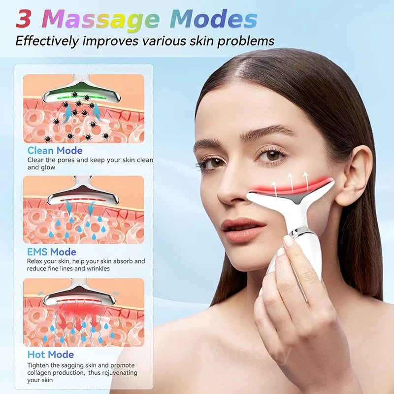 7 Colors Anti Wrinkle Facial Massager Neck Face Beauty Device Skin Tighten Facial Lift Device Reduce Double Chin Skin Care Tool