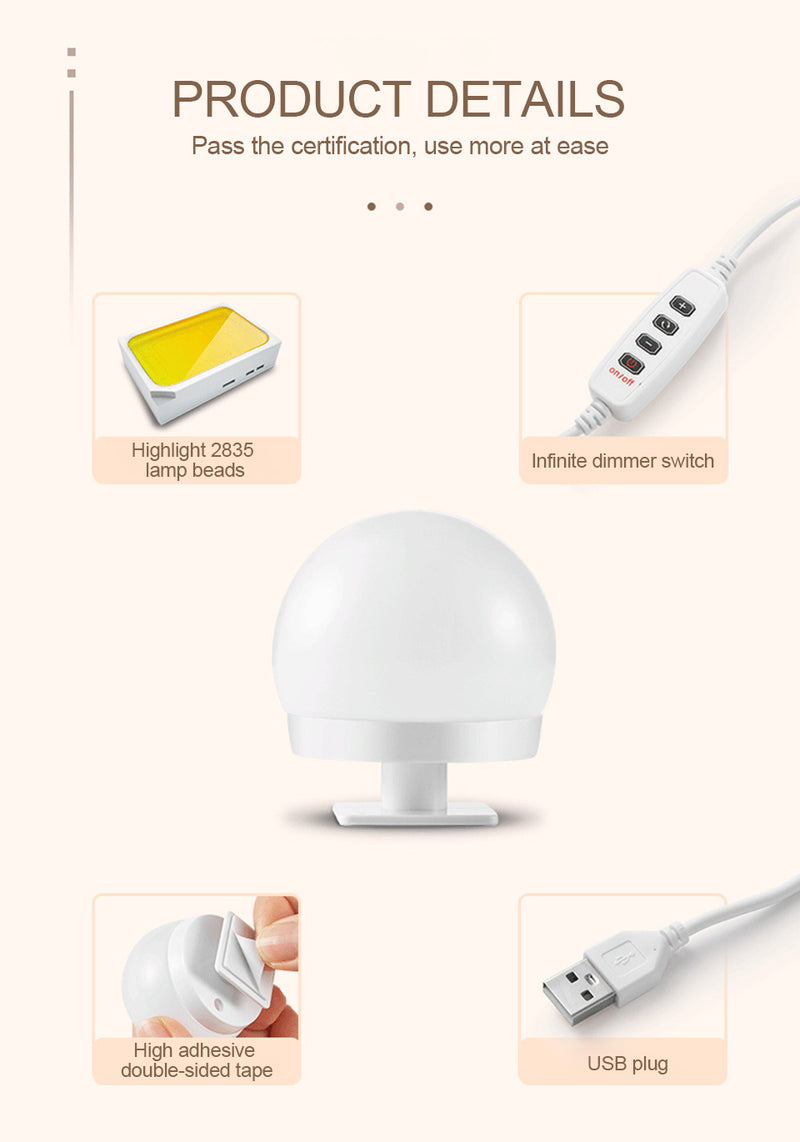 8/10/12 USB Wall Bulbs Nordic Vanity Mirror Fill Light Adjustable Luminance LED  String for All Pretty 3 Colors Dimmable Light