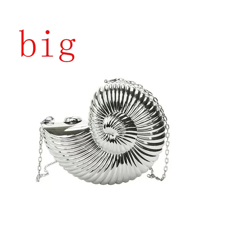 Simple Conch Dinner Bag Women's Shoulder Messenger Crossbody Bag Fun Personality Metal Chain Clutch Acrylic Shell Phone Bags Hot