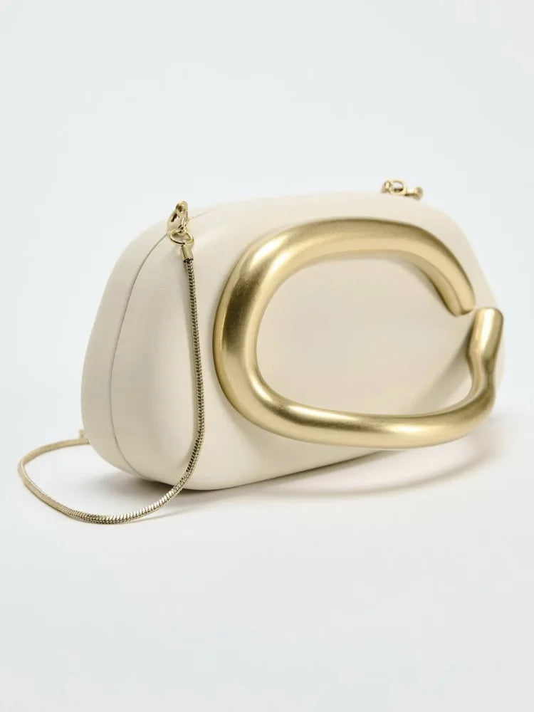 Gold Metal Closure Box Clutch Bag Women Evening Wedding Party Cute Purse Bag Handbag Dark Red Beige 2025 Spring New Fashion