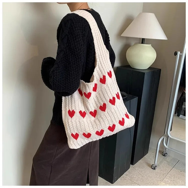 Knitting bag Knitting bag Love bag Yarn hand bill shoulder bag Large capacity shopping bag