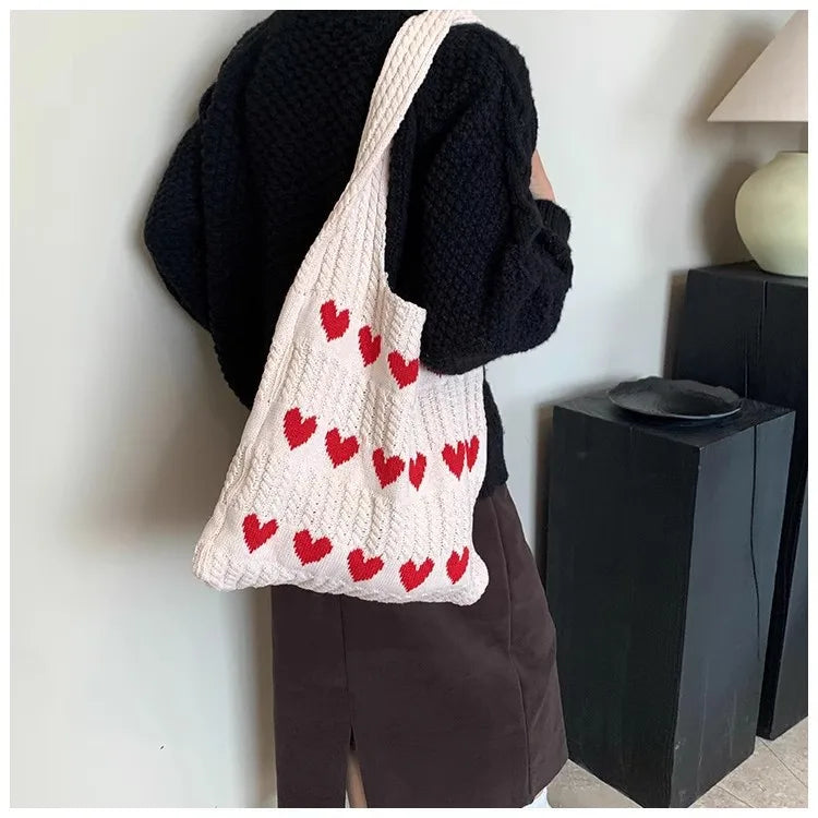 Knitting bag Knitting bag Love bag Yarn hand bill shoulder bag Large capacity shopping bag