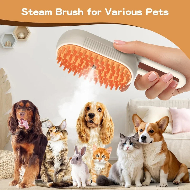 Steam Brush Cat Brush Cats Vaporizer Pet Hair Brush Remover Pets Cleaning Steamy Spray Massage Comb 3in1 Grooming Supplies