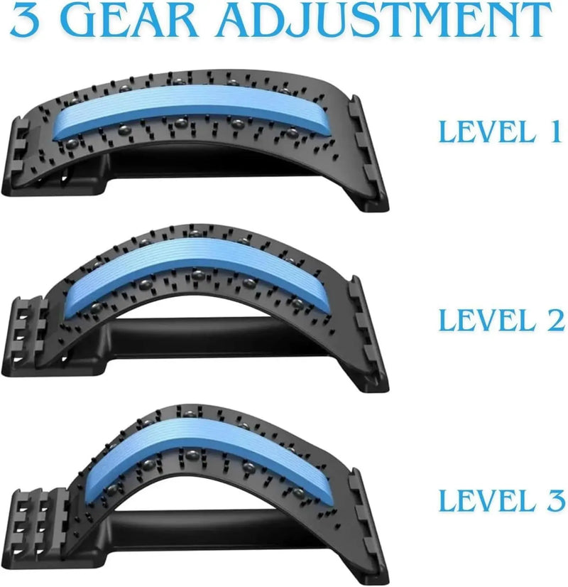 Back Support Back Stretching Device,Back Massager for Bed Chair Car,Multi-Level Lumbar Support Stretcher Spinal Muscle Pain Reli