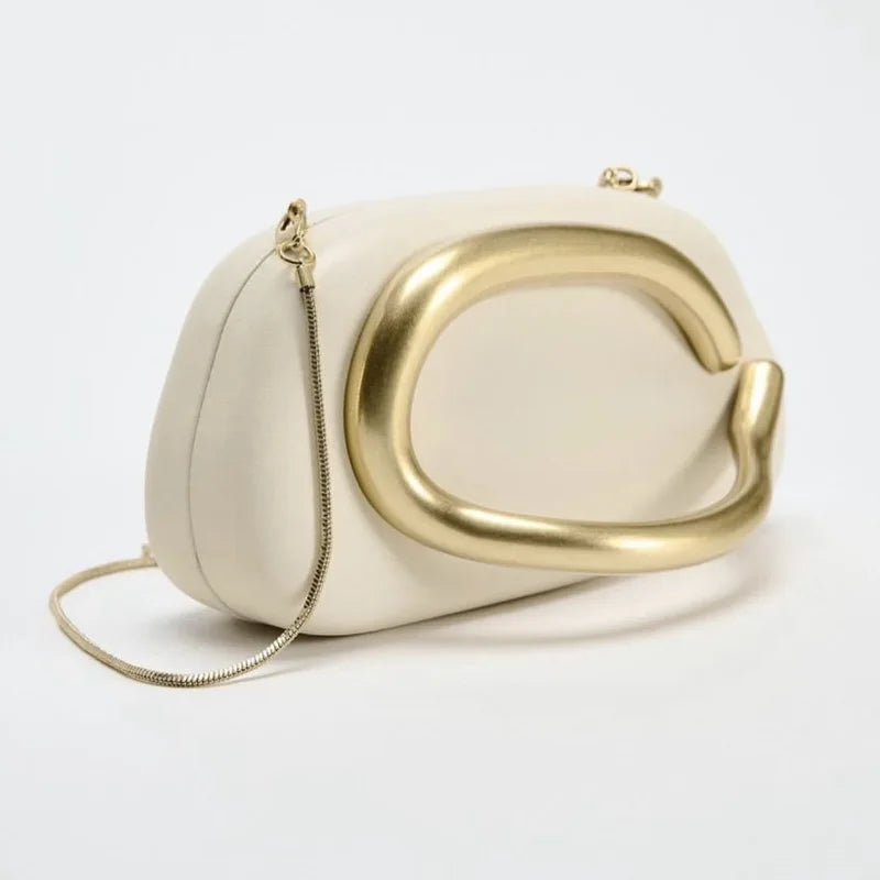 Gold Metal Closure Box Clutch Bag Women Evening Wedding Party Cute Purse Bag Handbag Dark Red Beige 2025 Spring New Fashion