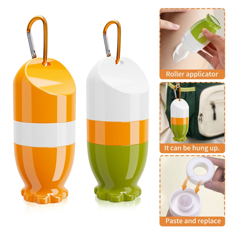1pc Portable Sunscreen Applicator Bottle with Roll-On Sponge