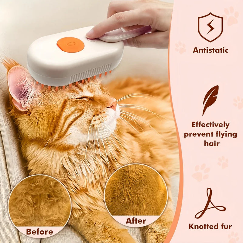 Steam Brush Cat Brush Cats Vaporizer Pet Hair Brush Remover Pets Cleaning Steamy Spray Massage Comb 3in1 Grooming Supplies
