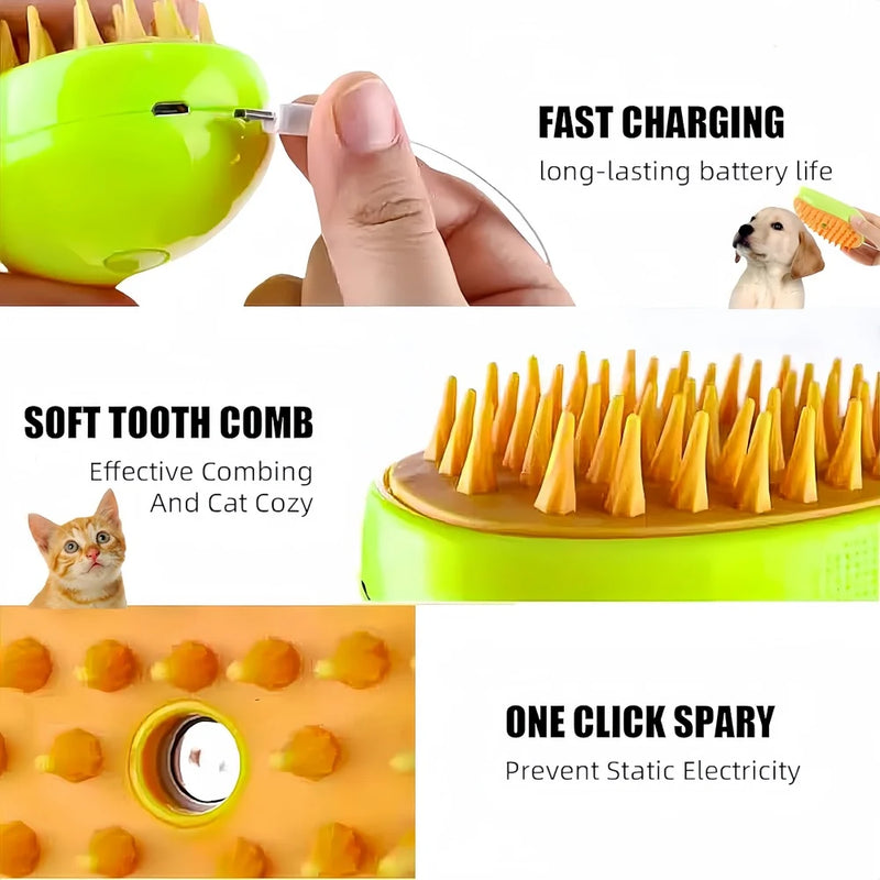 Steam Brush Cat Brush Cats Vaporizer Pet Hair Brush Remover Pets Cleaning Steamy Spray Massage Comb 3in1 Grooming Supplies