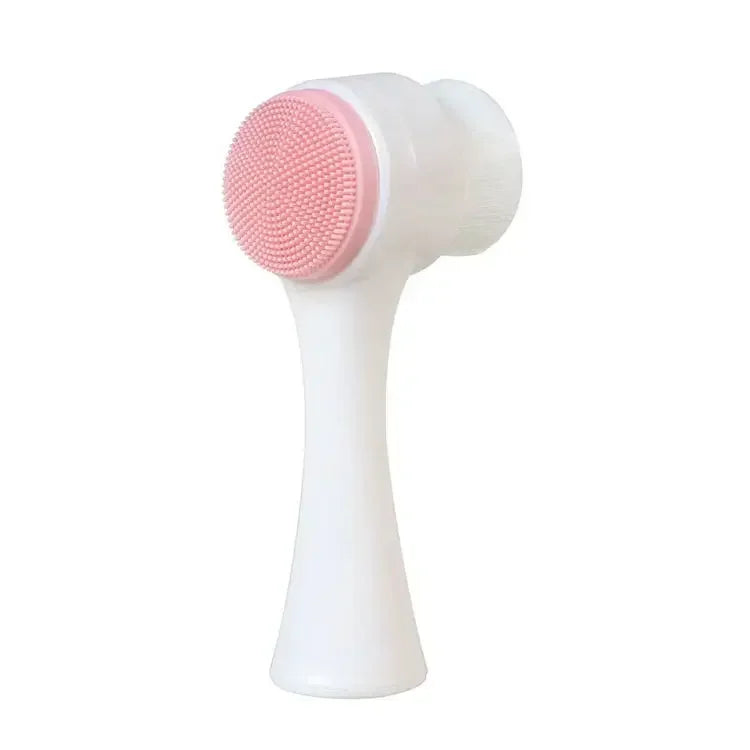 3D Double Manual Massage Facial Brush Soft Bristles Exfoliator Double Sided Face Wash Brush Silicone Facial Cleansing Brush