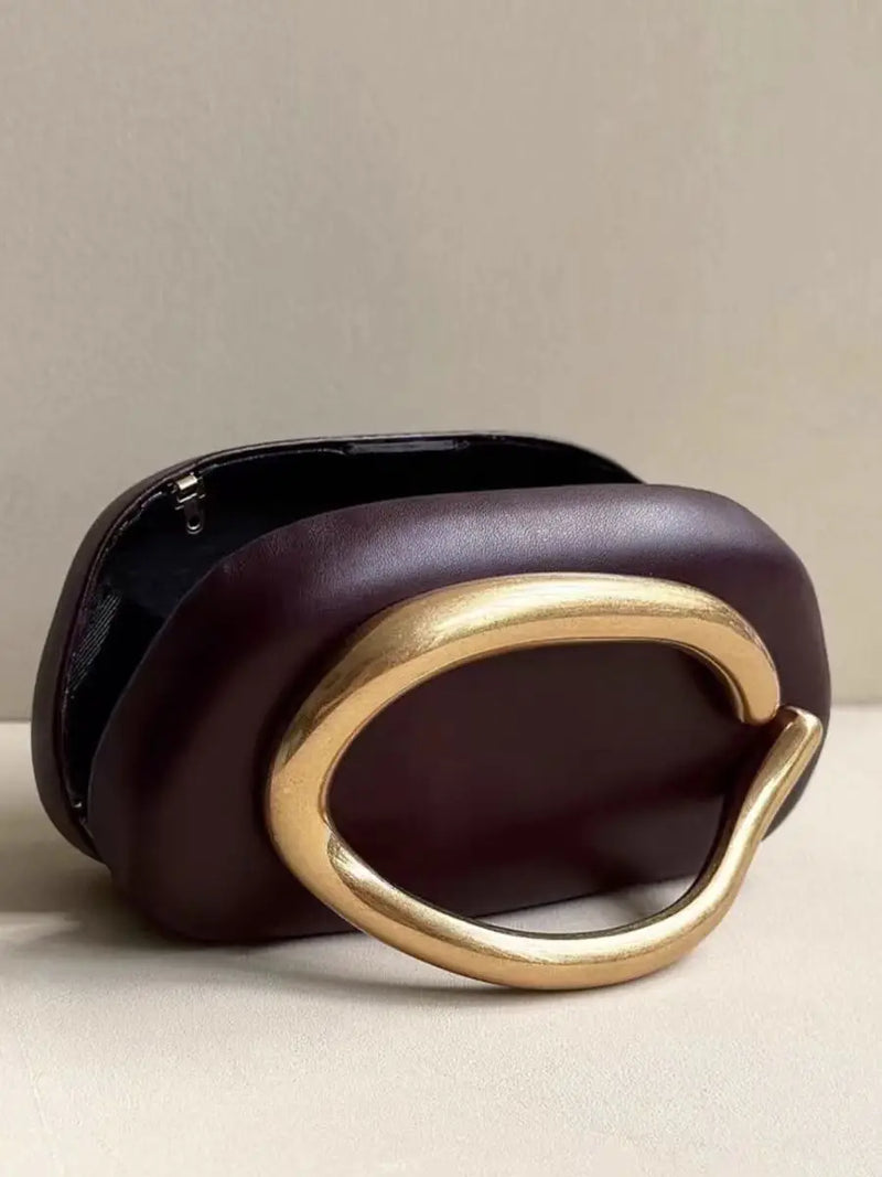 Gold Metal Closure Box Clutch Bag Women Evening Wedding Party Cute Purse Bag Handbag Dark Red Beige 2025 Spring New Fashion