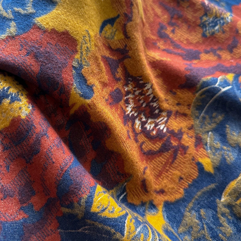 Women's Imitation Cashmere Warm Shawl Ethnic Style Cloak Fashionable Scarves Floral Print Coldproof and Windproof Scraf