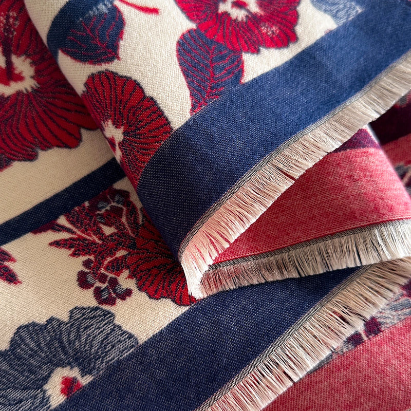 Women's Imitation Cashmere Warm Shawl Ethnic Style Cloak Fashionable Scarves Floral Print Coldproof and Windproof Scraf