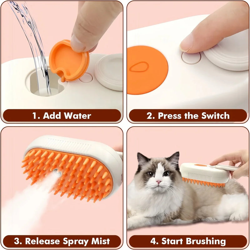 Steam Brush Cat Brush Cats Vaporizer Pet Hair Brush Remover Pets Cleaning Steamy Spray Massage Comb 3in1 Grooming Supplies