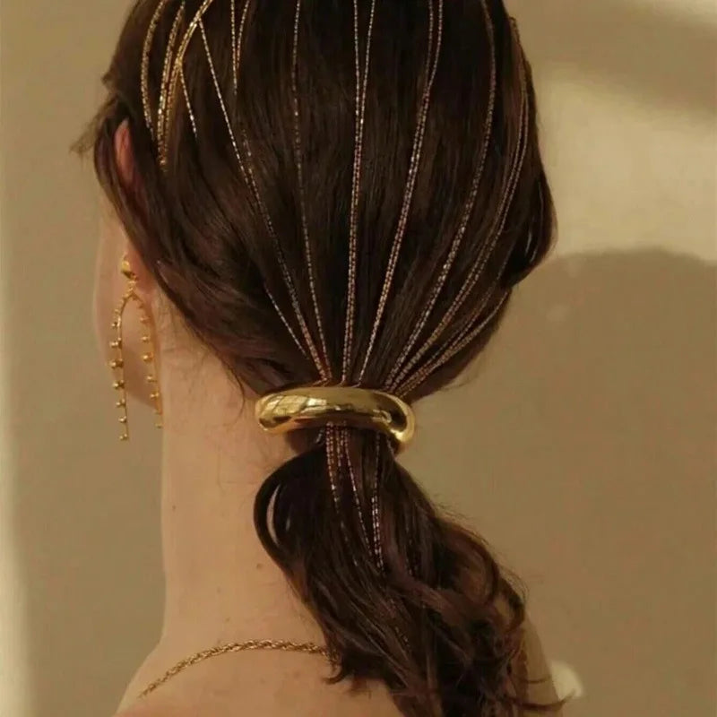 3/6pcs Alloy Geometric Hair Ties Golden Elegant Elastic Hair Rope U-Shaped Ponytail Holder Fashion Hair Accessories for Woman