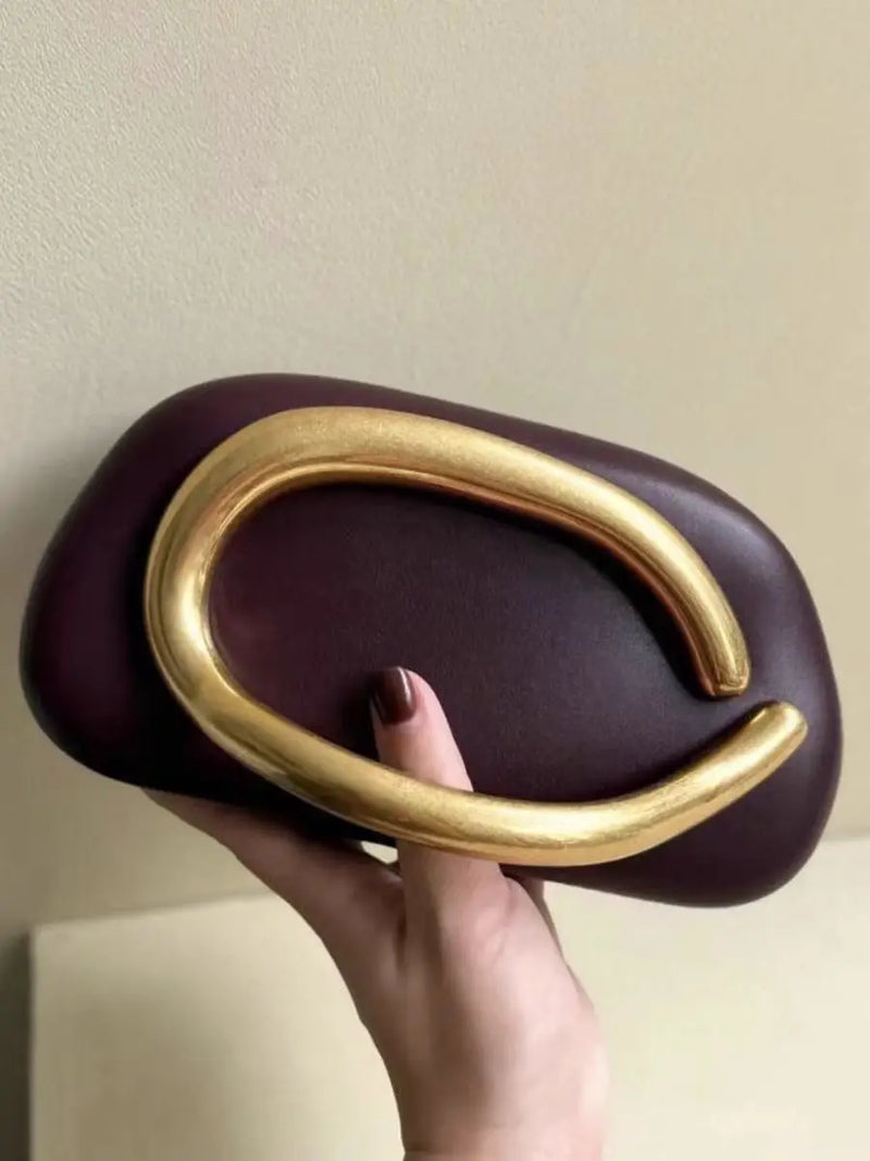 Gold Metal Closure Box Clutch Bag Women Evening Wedding Party Cute Purse Bag Handbag Dark Red Beige 2025 Spring New Fashion