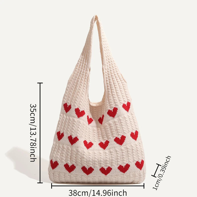 Knitting bag Knitting bag Love bag Yarn hand bill shoulder bag Large capacity shopping bag