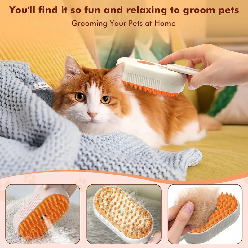 Steam Brush Cat Brush Cats Vaporizer Pet Hair Brush Remover Pets Cleaning Steamy Spray Massage Comb 3in1 Grooming Supplies