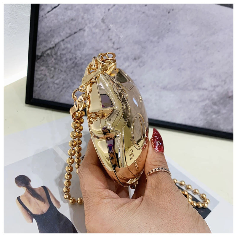 Simple Conch Dinner Bag Women's Shoulder Messenger Crossbody Bag Fun Personality Metal Chain Clutch Acrylic Shell Phone Bags Hot