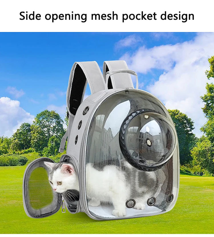 Pet Cat Carrying Bag Breathable Portable Pet Outdoor Travel Backpack Transparent Bag Carrier Pet Transport Space Capsule Bag