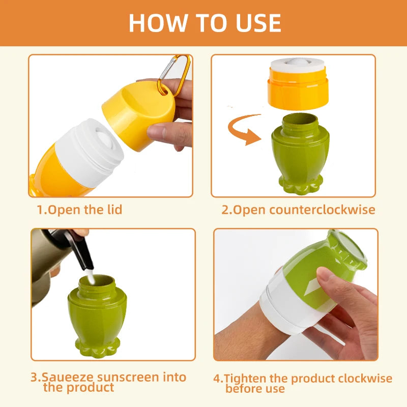 1pc Portable Sunscreen Applicator Bottle with Roll-On Sponge